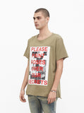 Painted Roses Tee in Light Olive