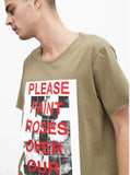 Painted Roses Tee in Light Olive