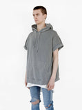 Pigment Dyed Cut-Off Washed Hoodie in Faded Gray - Profound Aesthetic - 3