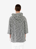 Back view of Rush Marled Half Sleeve Hoodie in Mixed Gray on model