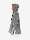 Side view image of Rush Marled Half Sleeve Hoodie in Mixed Gray on model