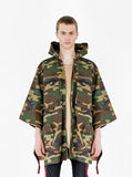 Front view image of Kengi Cotton Poncho in Woodland Camo 