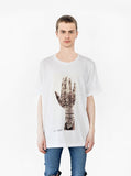 Front image of Hand Art Tee in Natural White on model