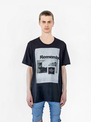 Front view image of Remember Me Tee in Black on model