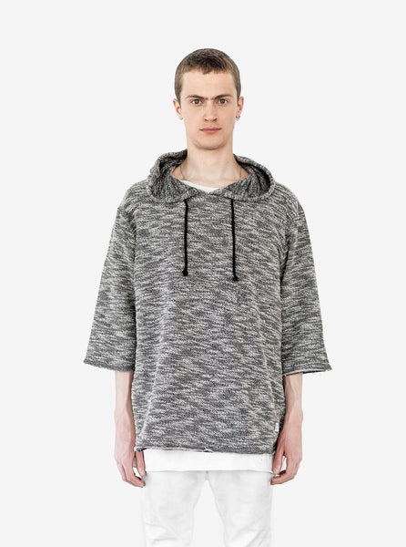 Front view of Rush Marled Half Sleeve Hoodie in Mixed Gray 