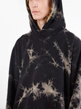 black stone wash french terry pullover hooded sweatshirt marble tie dye hoodie by profound aesthetic