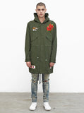 Fighting Tiger Hibiscus Parka Jacket in Forest Green