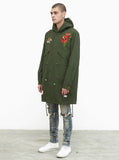 Fighting Tiger Hibiscus Parka Jacket in Forest Green