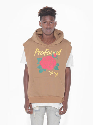 Cut Off War of Roses Hoodie in Deep Sand