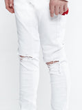 White wash destroyed distressed denim jeans by profound aesthetic