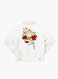 Caged Bird Shearling-Lined Denim Jacket in Off-White