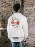 Caged Bird Shearling-Lined Denim Jacket in Off-White