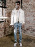 Caged Bird Shearling-Lined Denim Jacket in Off-White