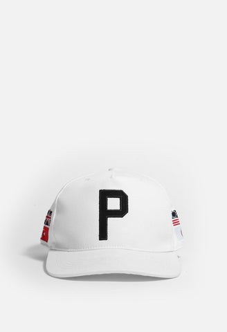 Worldwide Four-Flag Snapback in White - Profound Aesthetic - 1